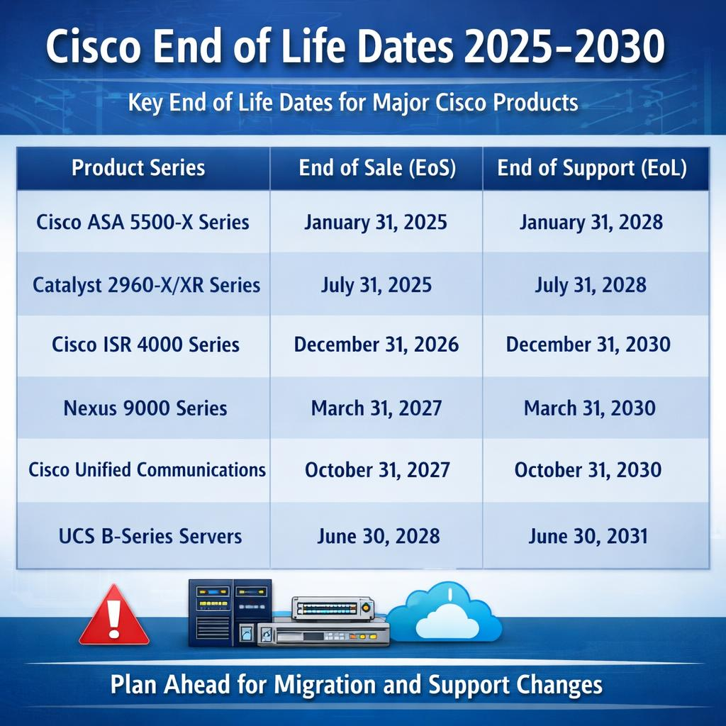 Cisco End of Life Dates 2025-2030